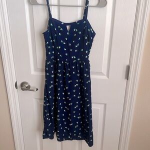 Old Navy Sleeveless‎ Sundress Navy Blue Green Heart Print Casual Dress Size 6